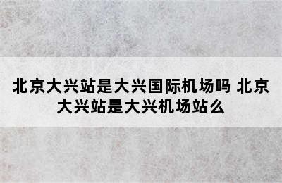 北京大兴站是大兴国际机场吗 北京大兴站是大兴机场站么